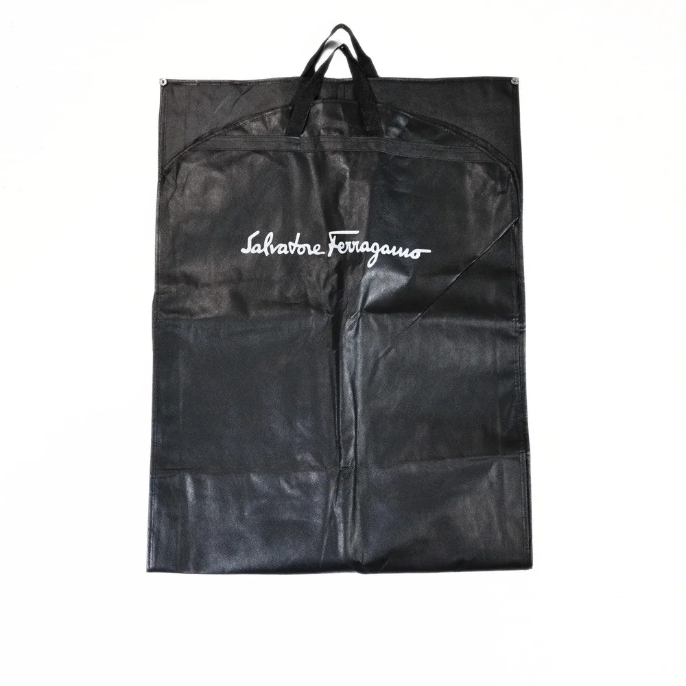 Salvatore Ferragamo Garment Bag Black Logo Travel Suit Cover Storage 23x62